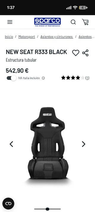 Sillón Sparco R333 Negro Simracing