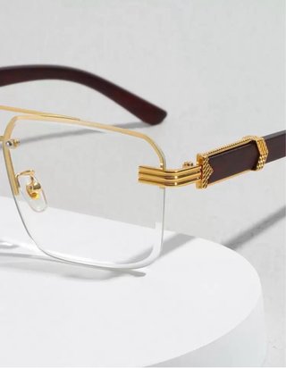 Gafas de Lujo Cuadradas Metal y Madera