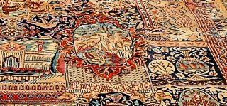 Tappeto Persiano Kashan Figurativo 385x300
