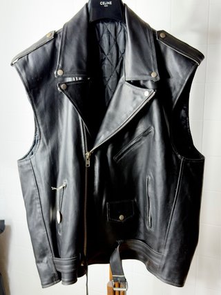 Chaleco Biker Piel Vintage XL Hecho a Mano