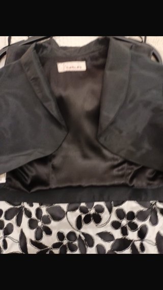 Vestido fiesta brocado beige y negro T40