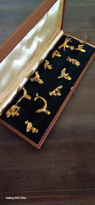 Set 12 Segnabicchieri GUCCI Vintage Metallo Dorato