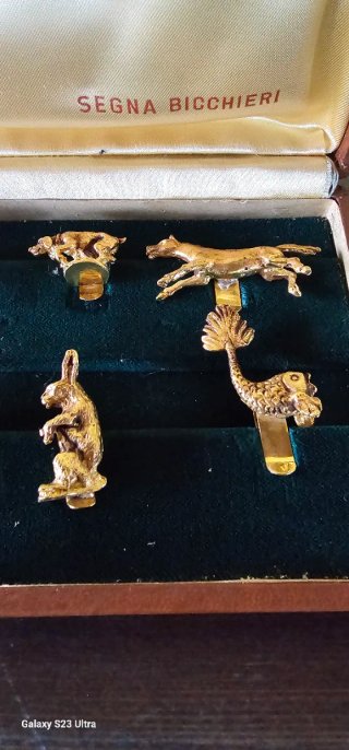 Set 12 Segnabicchieri GUCCI Vintage Metallo Dorato