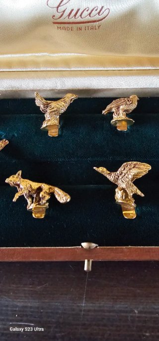 Set 12 Segnabicchieri GUCCI Vintage Metallo Dorato