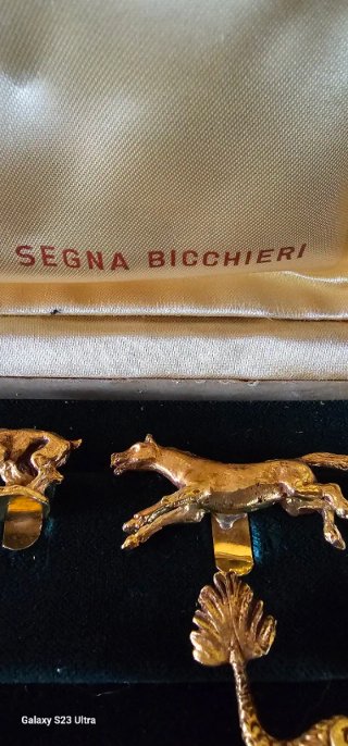 Set 12 Segnabicchieri GUCCI Vintage Metallo Dorato