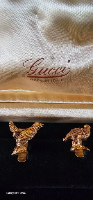 Set 12 Segnabicchieri GUCCI Vintage Metallo Dorato