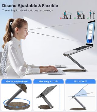 KU XIU soporte HUB Portatil 8en1 360° 4K PD100W