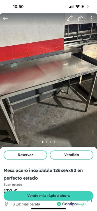 Mesa acero inoxidable 126x64x90