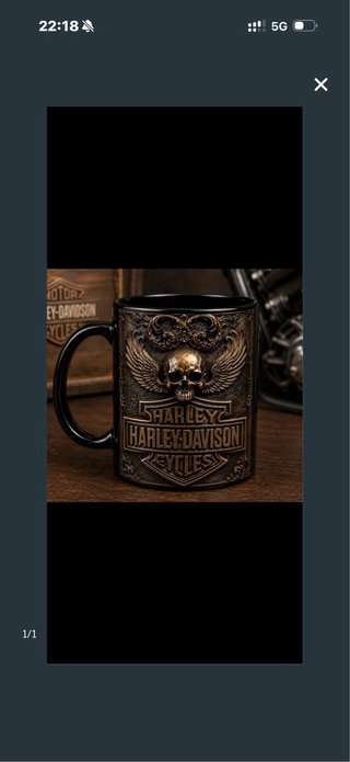 Taza Harley-Davidson Calavera y Alas