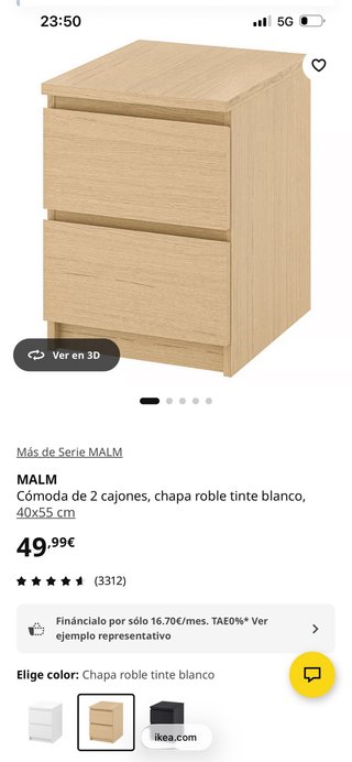 2 Cómodas/Mesillas MALM Ikea Madera