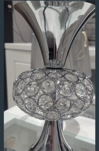 Lámpara de mesa plata y cristal