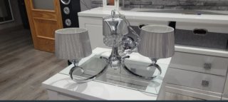 Lámpara de mesa plata y cristal