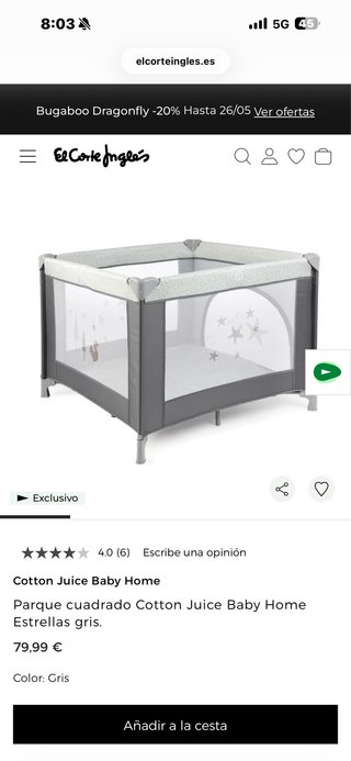 Parque Infantil Cotton Juice Baby Home Gris