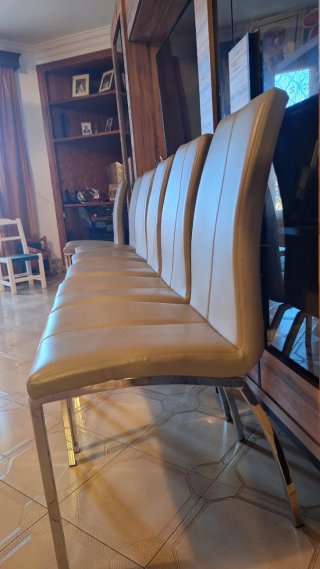 Juego de 6 sillas de comedor gris perla