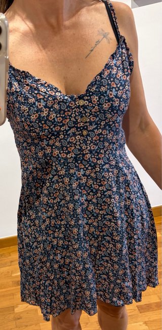 Vestido floral azul y multicolor