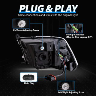 VLAND Full LED Faros para Dodge Ram 1500 Ram 2500 3500 2009-2018 y RAM 1500 Classic 2019-2021
