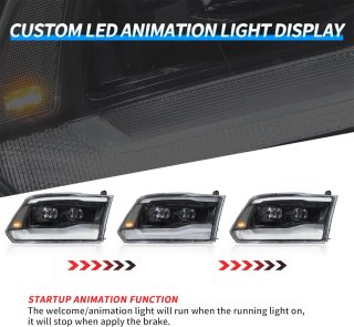 VLAND Full LED Faros para Dodge Ram 1500 Ram 2500 3500 2009-2018 y RAM 1500 Classic 2019-2021