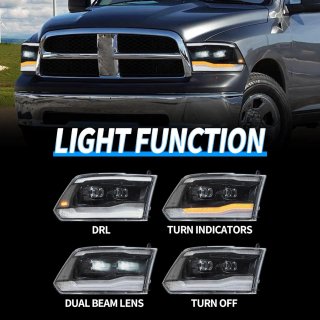 VLAND Full LED Faros para Dodge Ram 1500 Ram 2500 3500 2009-2018 y RAM 1500 Classic 2019-2021