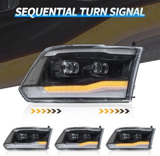 VLAND Full LED Faros para Dodge Ram 1500 Ram 2500 3500 2009-2018 y RAM 1500 Classic 2019-2021