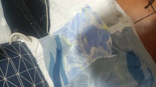 Blusa floral azul y blanca talla única