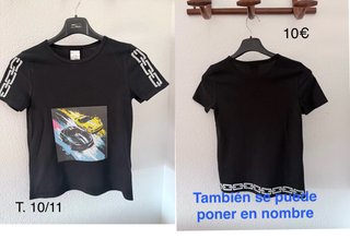 Camiseta negra con coches T. 10/11