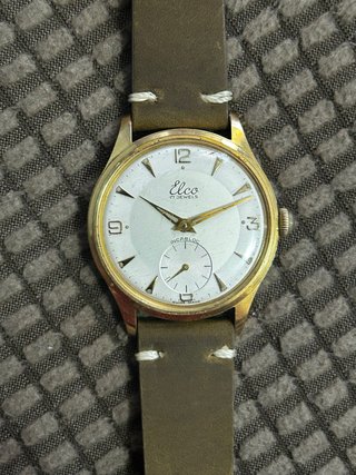 Orologio vintage Elco uomo oro e marrone
