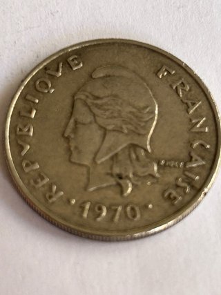 Moneda 20 Francos Nueva Caledonia 1970