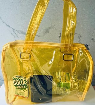 Borsa mare PVC trasparente giallo neon