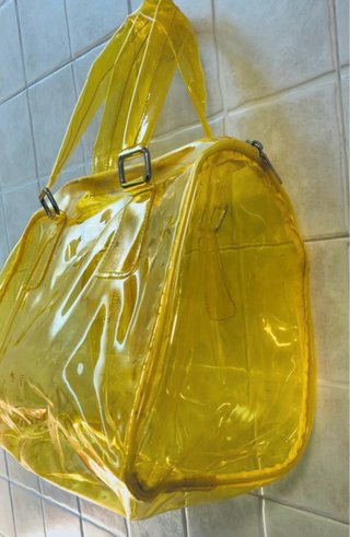 Borsa mare PVC trasparente giallo neon
