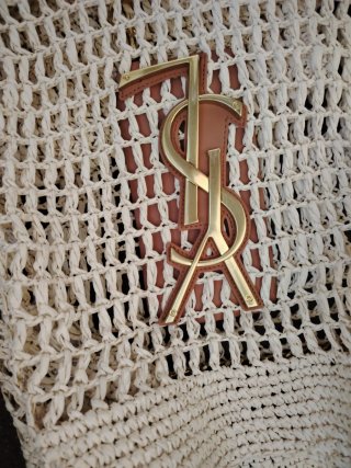 Borsa a mano Yves Saint Laurent beige e dorata