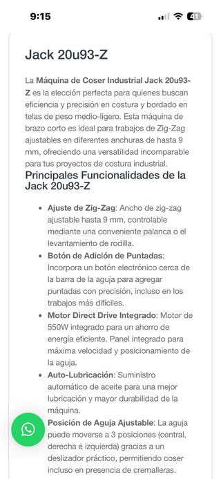 Máquina de coser Jack profesional