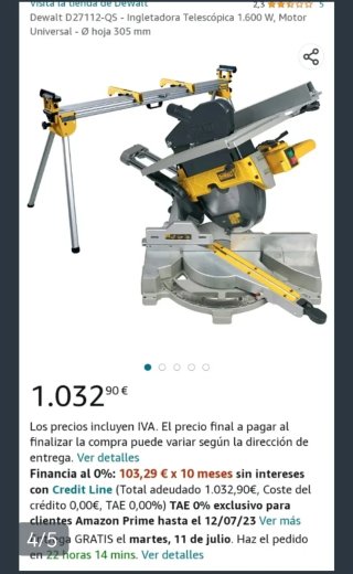 Ingletadora Dewalt con soporte