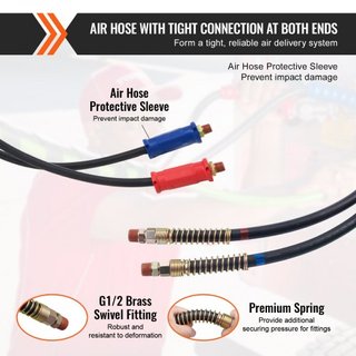 Kit de Líneas de Aire para Camiones Semi de 15 pies, Mangueras de Aire 3 en 1 y Línea de Poder ABS para Tractores de Remolque Semi, Cable Eléctrico de Enchufe de 7 Vías y Kit de Ensamblaje de Mang...
