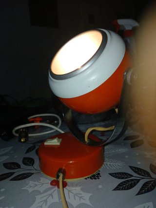 Lampada Space Age Arancione Bianca Metallo