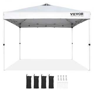 Carpa de Fiesta Plegable 304.8 x 304.8 cm con Bolsa Portátil para Camping Blanca