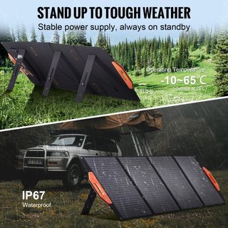 Panel Solar Monocristalino Portátil, Cargador Solar Plegable Monocristalino ETFE de 120W, Panel Solar de 23% de Eficiencia con Puerto Type C, DC 18V, Puerto USB QC3.0, Impermeable IP67 para Hogar,...