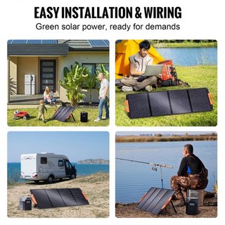 Panel Solar Monocristalino Portátil, Cargador Solar Plegable Monocristalino ETFE de 120W, Panel Solar de 23% de Eficiencia con Puerto Type C, DC 18V, Puerto USB QC3.0, Impermeable IP67 para Hogar,...