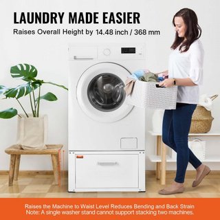 Pedestal per Lavatrice 686mmL x 366mmA, Base Universale per Lavatrice e Asciugatrice con Capacità 299kg, Base Multifunzionale Resistente per Lavatrice con Cassetto e Ricchi Accessori