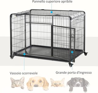 Kennel Jaula para Perros Plegable Con Freno Y Fondo Extraíble - Gris
