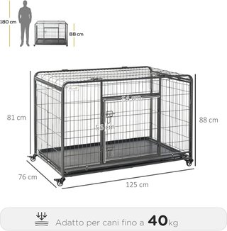 Kennel Jaula para Perros Plegable Con Freno Y Fondo Extraíble - Gris