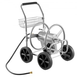 Carro de Manguera, Capacidad para 91.44 m de Manguera de 1.59 cm, Carros de Manguera de Jardín Herramientas Móviles con 4 Ruedas, Acero Recubierto de Polvo de Alta Resistencia para Plantación al A...
