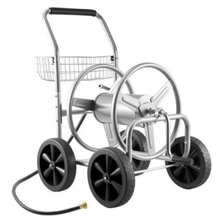 Carro de Manguera, Capacidad para 91.44 m de Manguera de 1.59 cm, Carros de Manguera de Jardín Herramientas Móviles con 4 Ruedas, Acero Recubierto de Polvo de Alta Resistencia para Plantación al A...