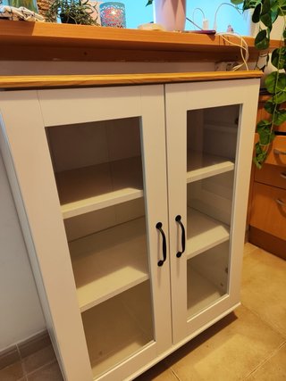 Mueble auxiliar cocina blanco y madera