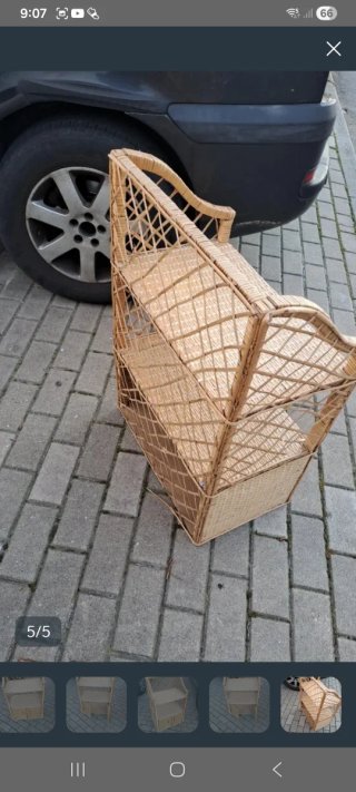 Mueble caña bambú y mimbre 2 baldas 2 cajones