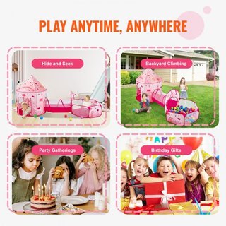 Tienda de Juego 3 en 1 para Niños con Túnel para Niñas, Príncipes, Niños, Bebés y Niños Pequeños, Casa de Juego Plegable para Interior/Exterior con Bolsa de Transporte y Correas de Sujeción como R...