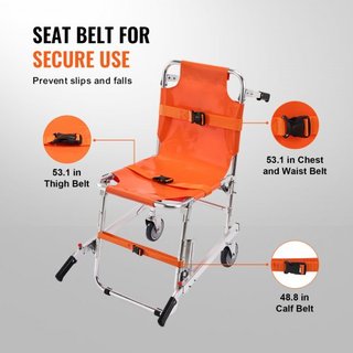 Sedia a rotelle EMS per scale, capacità di carico 159 kg, sedia a rotelle pieghevole in alluminio per scale con 2 ruote, sedia elevatrice portatile per ambulanza, uso di evacuazione...