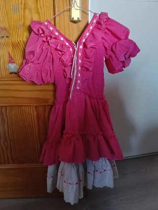 Vestido Gitana Niña Rosa con Lunares