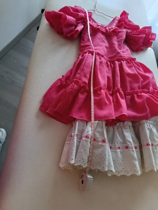 Vestido Gitana Niña Rosa con Lunares