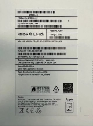 MacBook Air M2 13 24GB RAM 512GB SSD Negro
