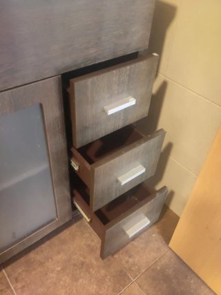 Mueble de baño madera y cristal